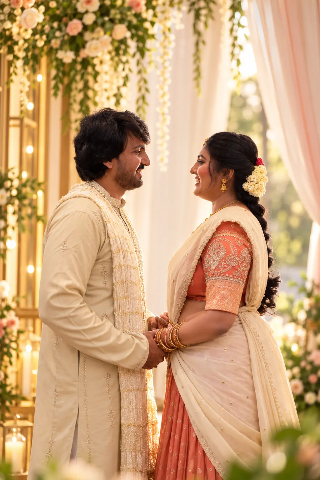 Charitha and Anvesh holding hands